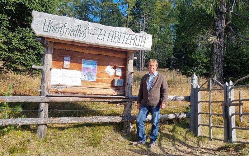 Urnenfriedhof Zirbitzruh, Holztafel mit Gottfried Eichhöbl in Mühlen